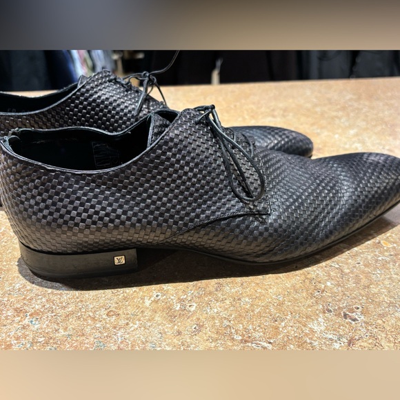 Louis Vuitton Black Checkered Leather Shoes Made In Italy - Picture 3 of 11